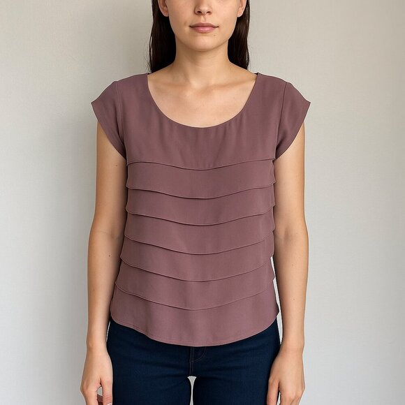 American Eagle Outfitters Mauve Layered Chiffon Blouse – Size Large - Picture 1 of 9